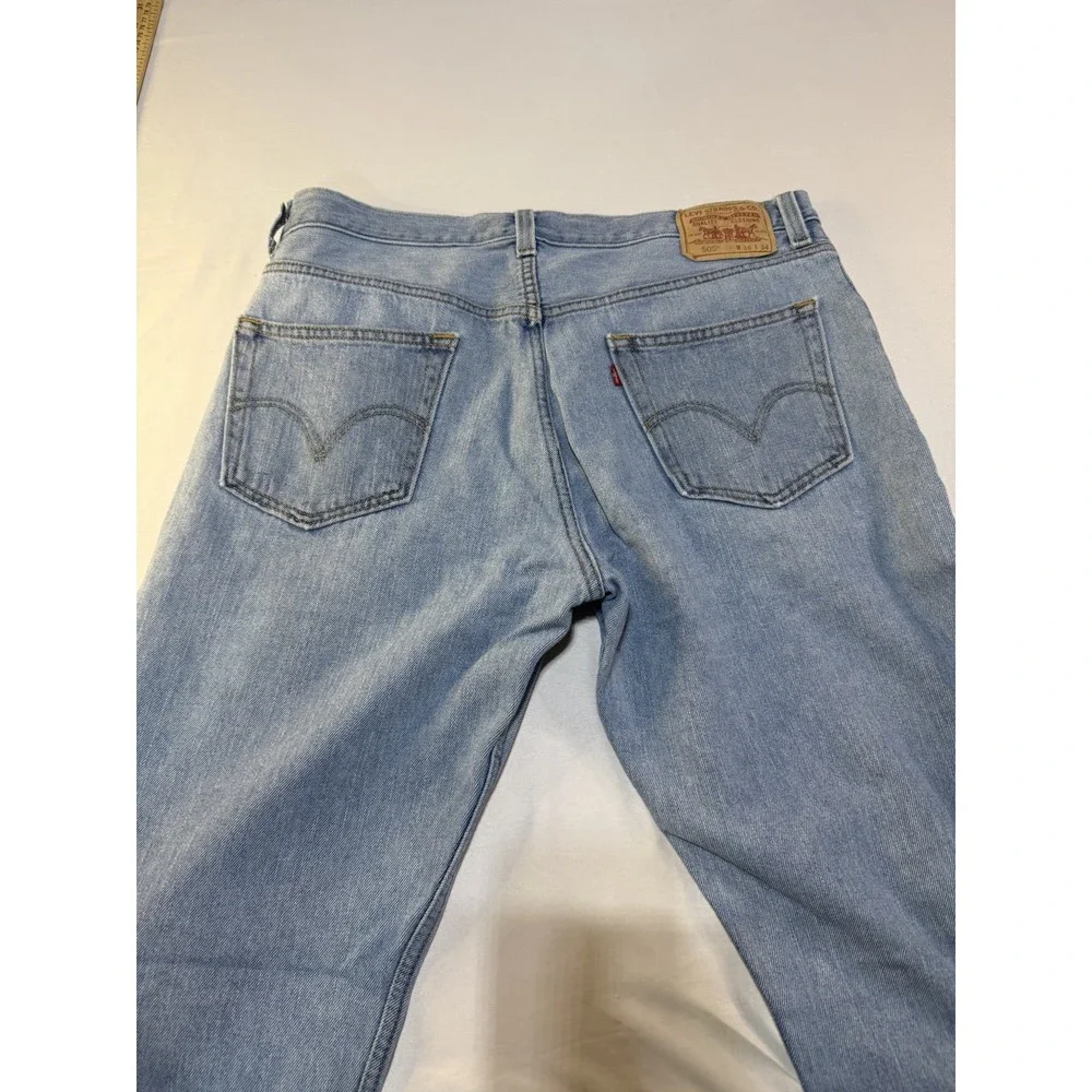 Vintage Y2K Levi's 505 Jeans Men's 36x34 Blue Straight Fit‎ Light Wash Denim Zip